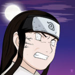 Vector illustration of Neji from Naruto with a moon background.