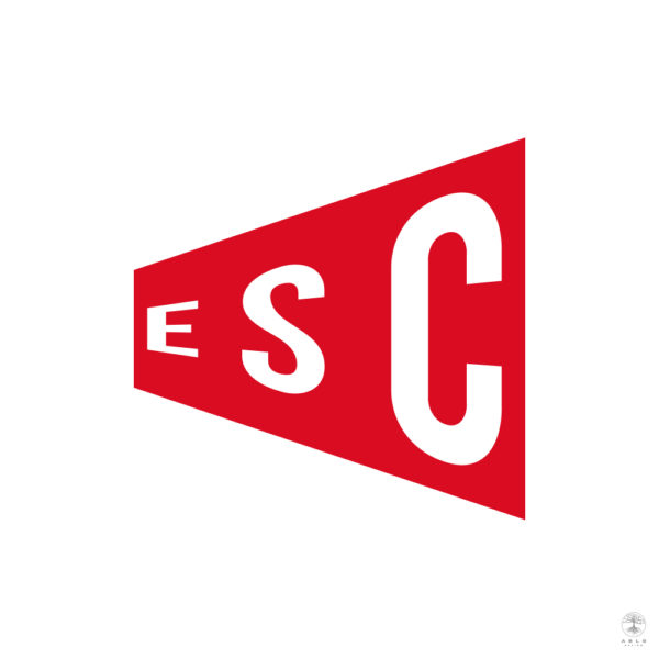 Typography logo ESC contained within a red polygon shape.