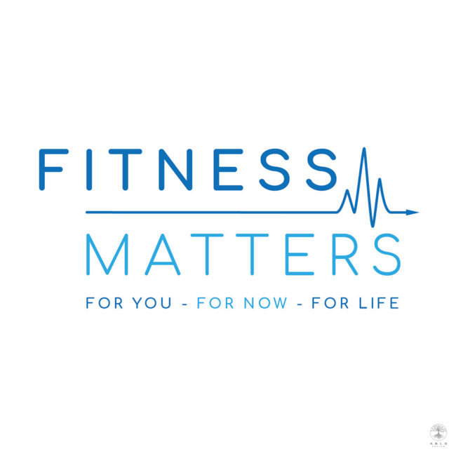 Blue fitness logo featuring a cardiogram for Watford based fitness company Fitness Matters.