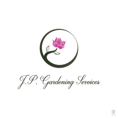 An image of a purple flower logo designed for J.P. Gardening Services.