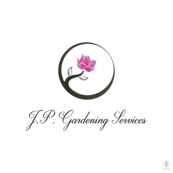 An image of a purple flower logo designed for J.P. Gardening Services.