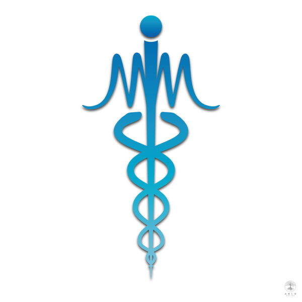 Blue gradient logo concept design inspired by the traditional medical symbol, merged with the initials of our client MM.