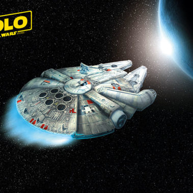 Alternate movie poster of Solo: A Star Wars Story featuring a digital painting of the Millennium Falcon.