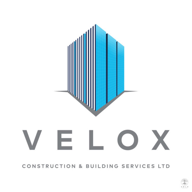 Perspective blue office logo design.