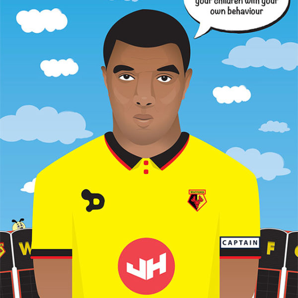 Vector illustration of Watford Football Club player Troy Deeney.