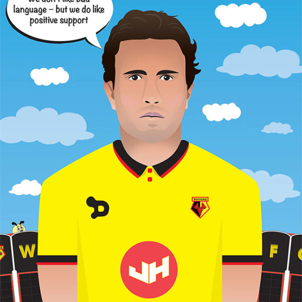 An image of a vector illustration of Watford Football Club player