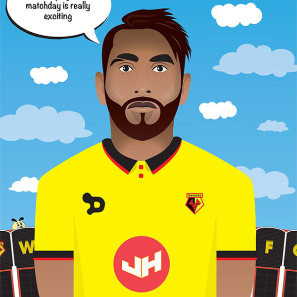 Vector illustration of Watford Football Club player Roberto Pereyra.