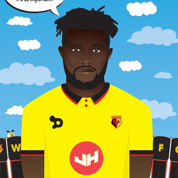 A vector illustration of Watford Football Club player Isaac Success.